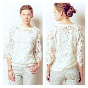 Anthropologie Dolan White Lace Blouse